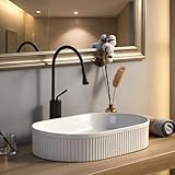 Kalonzao Lavabo Para Baño Ceramica - con Tubo de DesagüE y Drenaje de Rebote 50 * 32cm Lavabo Ovalin de CeráMica Blanco...