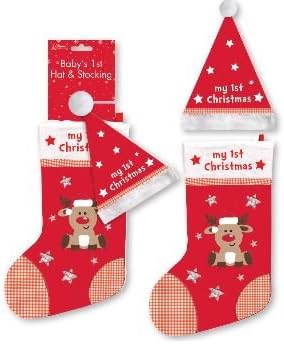 'My First Christmas' Stocking and Hat Set. Baby's First Christmas