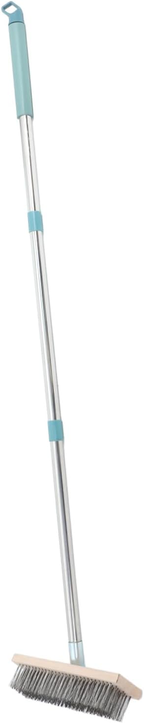 CHILDWEET Stainless Steel Deck Scrub Brush Handle Heavy Duty Wire Cleaning Tool for Concrete Floors Patios and Garages Ergonomic Design Brush for Efficient Dirt Removal