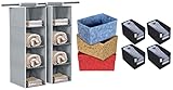 Kuber Industries Organizer Box (Blue & Red & Beige, 42 x 29 x 22 cm), Set of 3 & 4 Piece Organizer Set, Black & KUBMART15322 Foldable Hanging 4 Cloth Organizer (Grey)-Pack of 2 at ₹159
