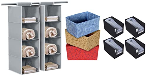 91% OFF on Kuber Industries Organizer Box (Blue & Red & Beige, 42 x 29 x 22 cm), Set of 3 & 4 Piece Organizer Set, Black & KUBMART15322 Foldable Hanging 4 Cloth Organizer (Grey)-Pack of 2 91% OFF on Kuber Industries Organizer Box (Blue & Red & Beige, 42 x 29 x 22 cm), Set of 3 & 4 Piece Organizer Set, Black & KUBMART15322 Foldable Hanging 4 Cloth Organizer (Grey)-Pack of 2