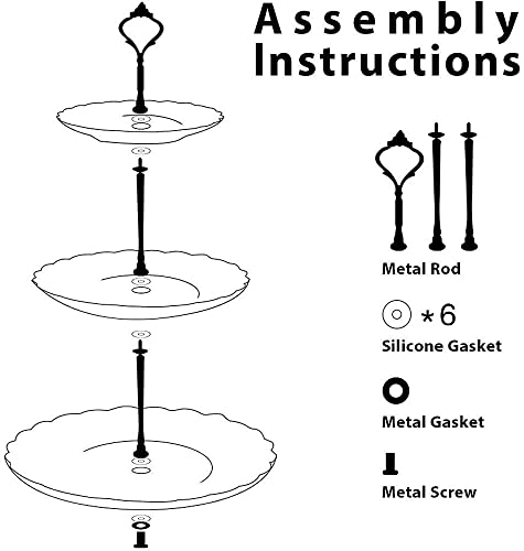 Tebery 2 Pack Ceramic Cake Stand Dessert Display Tower Stand - 6, 8, 10 Inches, 3-Tier Serving Tray Platter Party Food Server Display Holder With Silver Carry Holder #TOP2