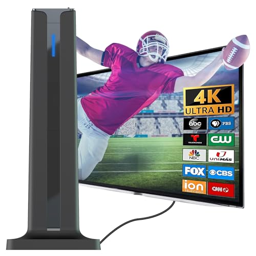 HD Digital TV Antenna Wide Range,Supports All TVs with 4K 1080P,18ft HDTV Cable/AC Adapter,Amplifier Signal Booster for Local Channels [2024 Release]