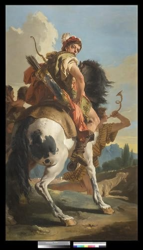 Peinture pour décoration salon grand format 60x90cm avec le chasseur à cheval de Battista