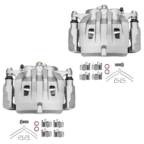 Image of Detroit Axle - Front Steering Knuckles & Wheel Hub Bearings + Disc Brake Calipers w /Brackets Replacement for Lexus RX350 RX450h Toyota Highlander