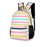 YELITAU Mochila moderna com listras arco-íris leve e grande capacidade para laptop para viagens e trabalho, Listras arco-íris, 12.6'L x 5.9'W x 16.2'H, Mochila moderna com listras arco-íris
