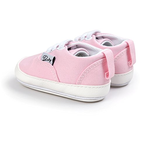 RVROVIC Baby Boys Girls Shoes Canvas Toddler Sneakers Anti-Slip Infant First Walkers 12Color (11cm (0-6months), Pink)