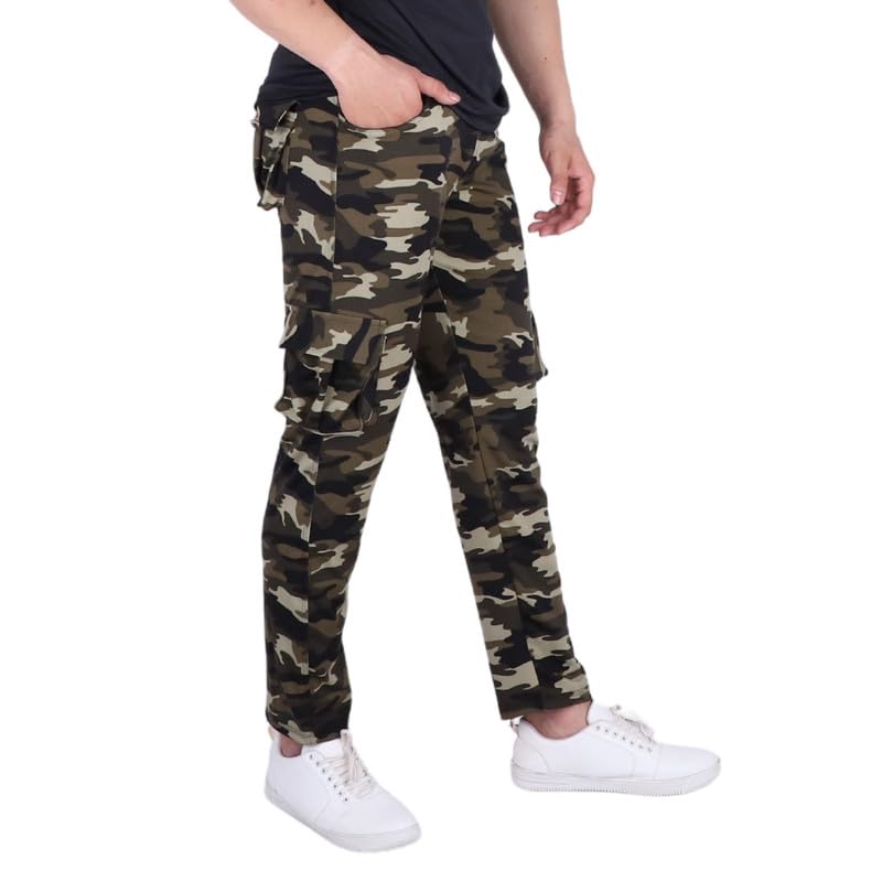 Men Military Camouflage Dry-Fit Six Pocket Gym Trackpant,Joggers,Sports Pant | Green L-picture-29
