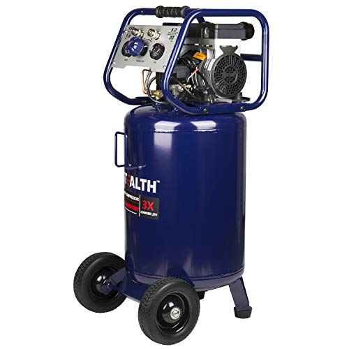 Stealth 20 Gallon Ultra Quiet Air Compressor,1.8 HP Oil-Free Peak 150 PSI 68 Decibel Air Compressor,5.5 CFM @ 40 PSI 5 CFM @ 90 PSI Silent Portable Long Life Electric Air Compressor W/Wheel for Garage - Thumbnail 3
