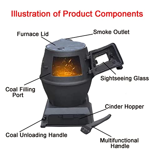 Poêle à bois multifonction en fonte pour la cuisson et le chauffage, convient pour multi-combustibles, idéal pour le chauffage rural