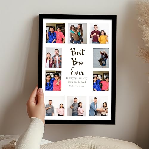 Image of Art Street Personalized Best Brother Wall Photo Print Collage with 10 Photo Upload Customized Photo Frame Gift For Mother, Father, Brother and Friends (9.2x12.6 Inch)