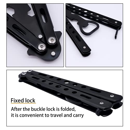 INHEMING Butterfly flesopener, vlinders kurkentrekker, flesopener Butterfly mes stijl trainer tool metaal bier zwart bar supplies zwart - Image 4