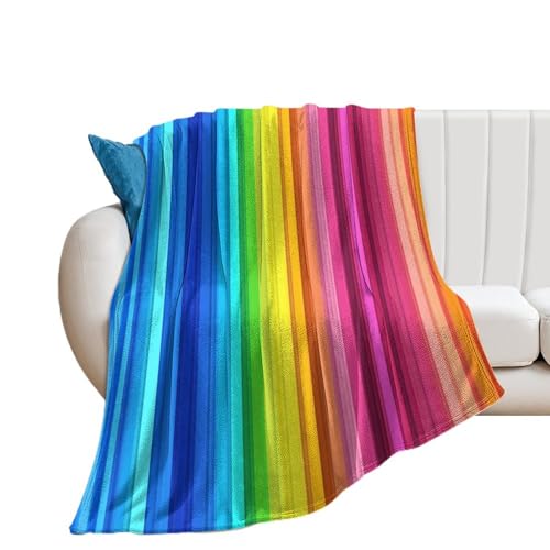 Couverture en flanelle arc-en-ciel chaude pour canapé et bureau