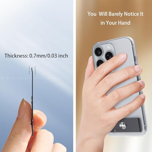 Image of Self-Adhesive Phone Stand, 360 Degree Swivel Kickstand Ultra Slim Metal Back Support, Foldable Compact Desk Holder Mount Compatible with Most Mobile Phones