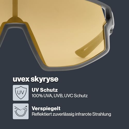Uvex skyryse - Sportbrille für Damen und Herren - starker Schutz vor Sonnenstrahlung - direkte Rahmenbelüftung - smoke gray matt/gold… – Ansicht 2