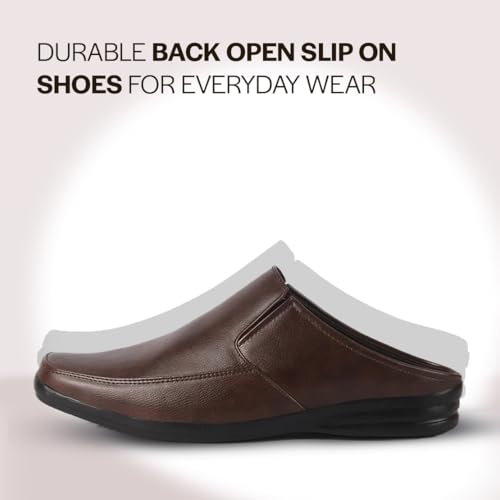 Image of FAUSTO Men Formal Back Open Memory Cushioned Insole Slip On Shoes | Office, Meetings, Event Slip Ons with Comfort All Day Long | Semi Formal Outfit Shoe, Anti Skid Rubber Sole