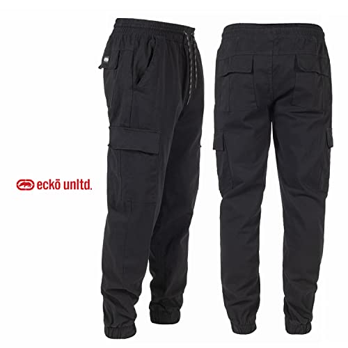 Ecko Cargo Pants For Men – Twill Joggers Mens Cargo Pants Relaxed Fit Black #TOP1