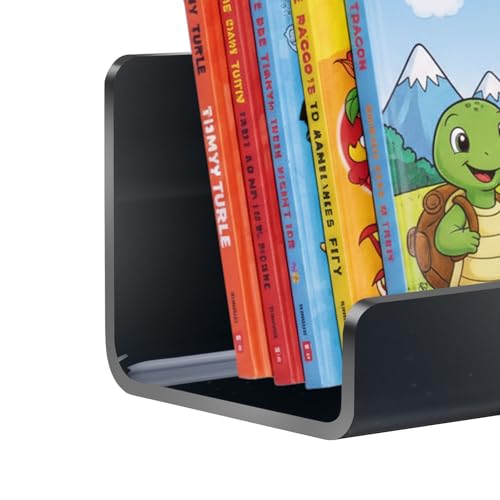 Image of 2 Pack Magnetic Book Shelf for Whiteboard - Reusable Acrylic Magnetic Shelves, Holds 11 lbs, Magnetic Book Display for Classrooms, Kitchen (Black)