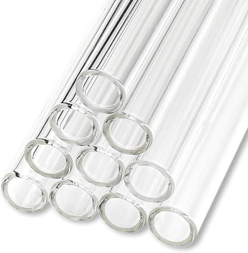 Image of 10 Pack 4 Inch Long Borosilicate Glass Blowing Tubes 10mm OD 1.5mm Thick Wall Tubing Clear Tubes For Lab Experiments DIY Projects Industrial Use with 2 Cleaning Brush