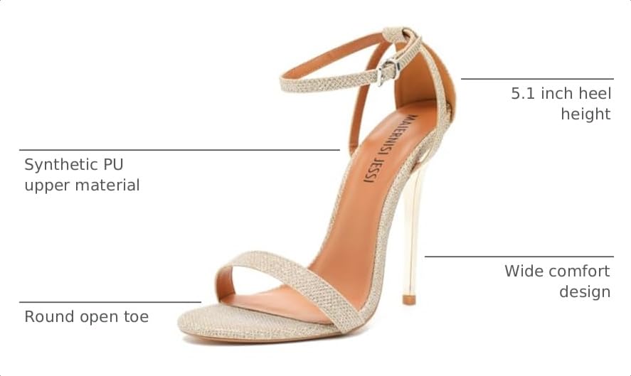 Image of MAIERNISI JESSI Unisex Men's Women's Stiletto Sandals with Ankle Strap, Open Toe High Heel, 5.1 Inch Heel