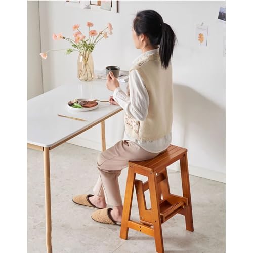 Taburete escalera plegable de madera maciza para dormitorio y garaje 5