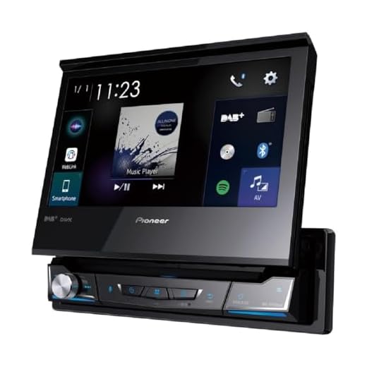Pioneer AVH-Z7200DAB 1-DIN multimediaspelare, vikbar 7-tums ClearType pekskärm, smartphone-anslutning, Apple Car Play, Android bil, USB, Bluetooth, 13-band grafikequaliser