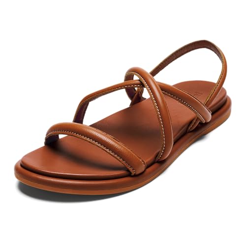 OLUKAI Tiare Women's Strappy Sandals, Premium Leather & Stylish Design, All-Day Comfort & Support, Fox/Fox, 8