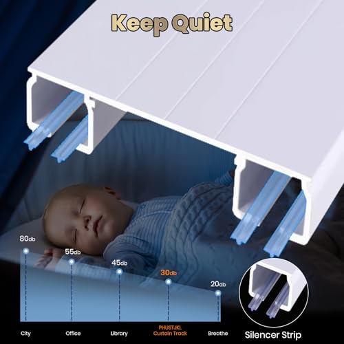 Silent Double Curtain Track Ceiling Mounted, Heavy-Duty Aluminum Room Divider Rails Bedroom/Living/Window/Hotel Drop Ceiling Curtains Tracks Easy Install（Champagne, 1.5m(4.9ft) ） by PHUSTJKL - Image 5