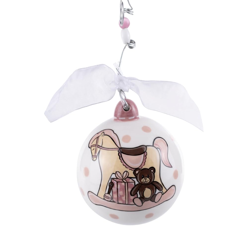 Décoration de sapin de Noël en céramique cheval rose durable qui ne ternit pas