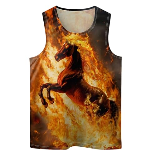 Zenzenze Fire Horse Mens Tank Tops Summer Sleeveless Tee Cool Workout T-Shirts Beach Athletic Undershirts