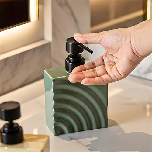 Distributeur de savon en céramique bleue chic pour hôtel et maison