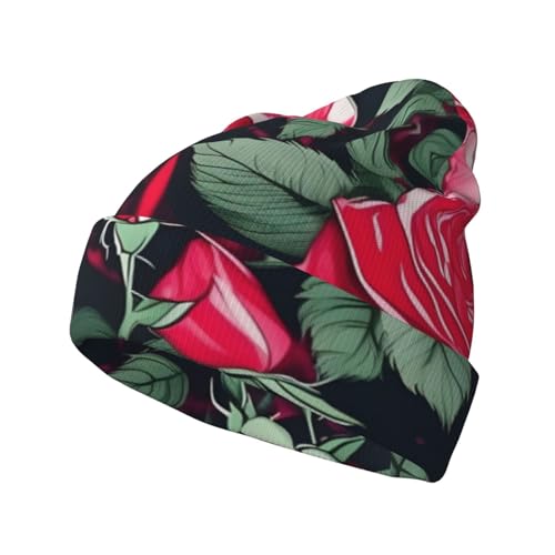 WAFICAC Gorro de Punto con Estampado Floral de Rosas: Gorro de Invierno para Clima frío, Gorro de Pescador Unisex para Viajes, Exteriores y Playa