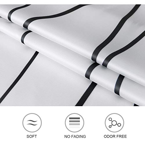 Vis'v Shower Curtain, Modern Striped Shower Curtain Fabric Shower Curtain Water Resistant With 12 Hooks For Bathroom Standard Size 72 X 72 Inch - Black And White #TOP1