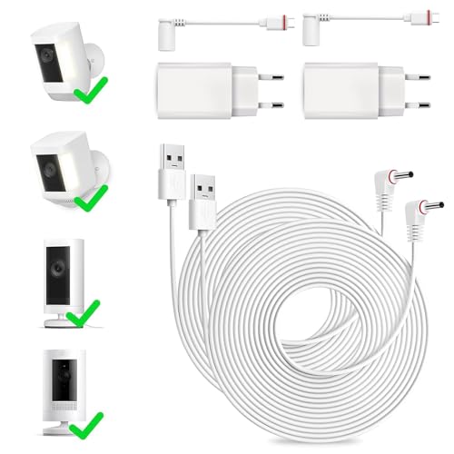 Cable de carga para Ring y adaptador de corriente para vigilar el jardín