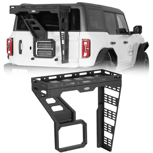 Hooke Road Bronco Tailgate Spare Tire Cargo Basket Rack for 2021-2026 Ford Bronco 2/4 Doors (Exclude Bronco Sport), Rear Cargo Storage Tray for Overlanding Gear