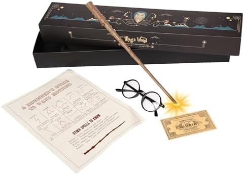 Hermoine Light Wand Combo with Henry Sunglasses- Henry Accesssories Toy for Kids Gift - Cosplay Magic Wands Stick (Limited Edition 2024), Brown