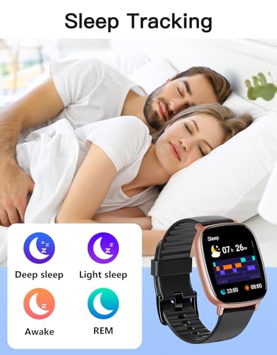 Image of Smart Watches for Men Women with GPS Built-in, Answer /Make Calls, 1.95 inch Smartwatch for iPhone /Android Phones, Fitness Watch with Heart Rate /Sleep Monitor 100+ Sports Modes Waterproof (Black /Gold)