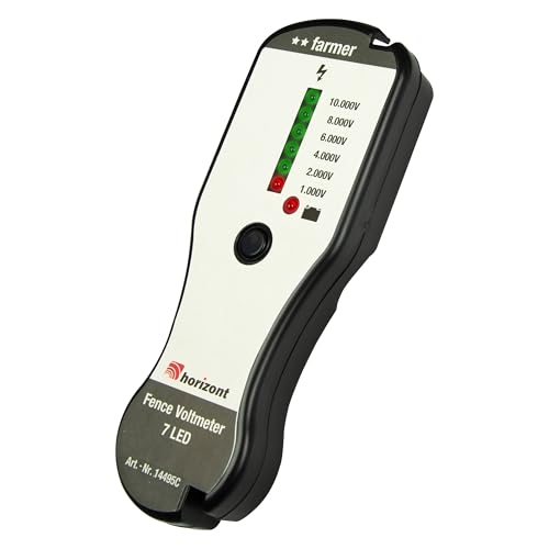 horizont Zaunprüfer farmer ohne Erdspieß, 1000 bis 10.000 V - inkl. Batterie, 6-stufige LED Anzeige, Batteriekontrollleuchte - Zaunprüfer Weidezaun, Elektrozaun Prüfer, Weidezaun Prüfgerät