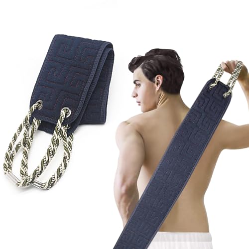 Zeayebsr 1PCS Exfoliante Espalda, Exfoliantes de Doble Cara con Asa Cepillo Ducha para Espalda Alivia la Piel áspera Microfibra Depurador de Ducha de Espalda para Hombres y Mujeres