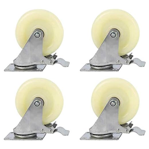 FTYYSWL X4 svängbart hjulsmöbler nylonhjul industriella transporthjul – med broms ?3/4/12,7 cm lämplig för medicinsk kontorsutrustning last 400 kg-125 mm5 in_4_bromsar hjul