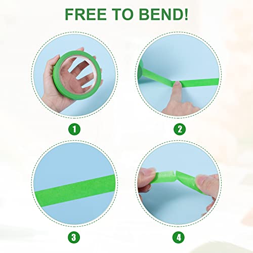 AIEX 6 Rollen Fine Line Tapes, 3/6/12,6 mm Breit Kreppband Farbiges Kreppband Malerband für, Auto Schule Büro Heimwerkerprojekte (Grün)