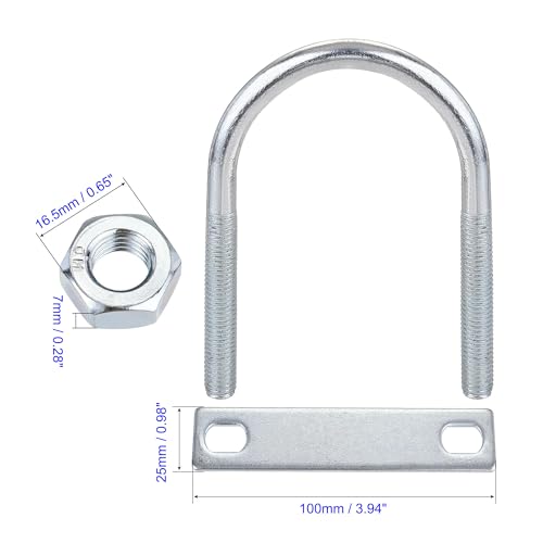 MACHSWON Round U-Bolt,1 Set Zinc Plated Alloy Steel M10 U Bolts 65mm(2.56") Inner Width 110mm Length with Nuts and Frame Plate for Automobiles Boat Trailer - Image 3
