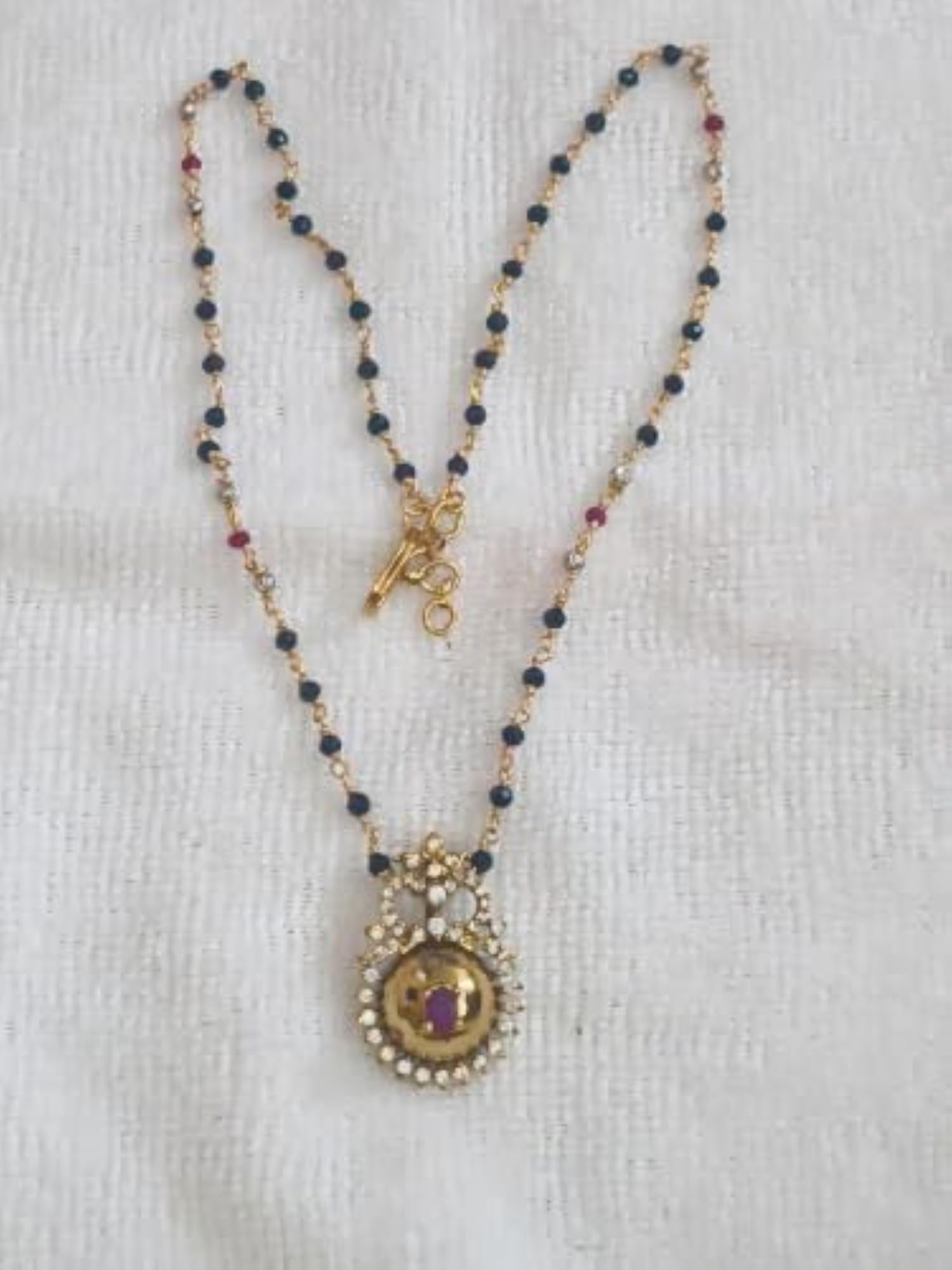 Gold Plated Mangalsutra for Women, Ruby Stone Pendant