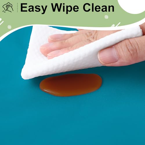 Image of misaya 4 Packs Disposable Plastic Table Cloth, 84 inch Round Waterproof Tablecloth, Leakproof & Sturdy Decorative Table Covers for Picnic, Party, Outdoor and Back to School, Turquoise