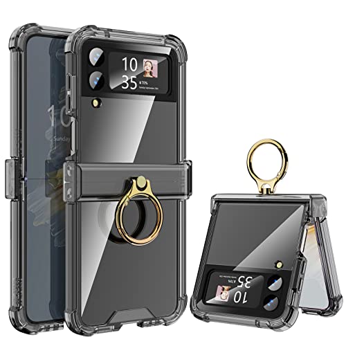 Galaxy Z Flip 3 Case with Hinge Protection Clear Samsung Flip 3 Case with Kickstand Protective Cover for Samsung Galaxy Z Flip 3 5G (2021) - Purple