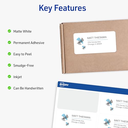image for Avery TrueBlock Printable Shipping Labels with Sure Feed, 2