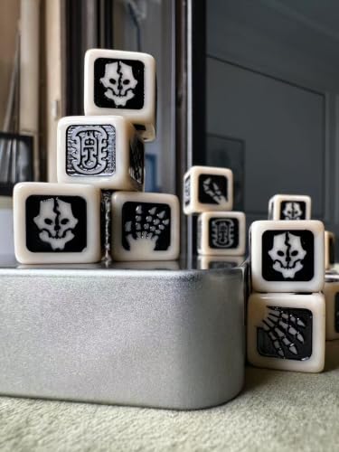 AOS Tow Bone Dice Set 20 Pcs with Case, 16mm D6 Resin Dice for Role Playing，Limited Tow Dice Set for Adults, 6 Sided Dice for Wargaming DND RPG MTG, Black and White dice