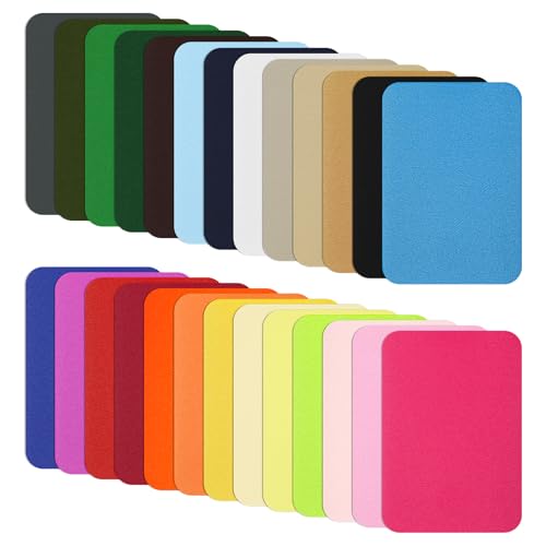 Ptwola 26 peças de adesivos de ferro para reparo de roupas, tecido multicolorido, apliques de jeans,
