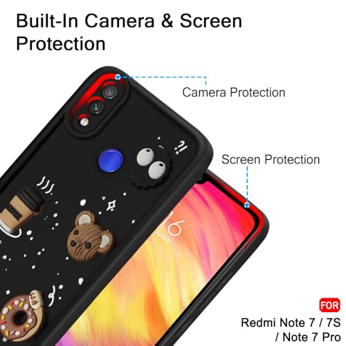 Image of TheGiftKart Back Cover Case for Redmi Note 7 / 7S / Note 7 Pro | Cute Fun Cartoon 3D Bear Coffee Case | Full Camera Protection | Shockproof Back Cover for Redmi Note 7 /7S /Note 7 Pro (Silicone, Black)
