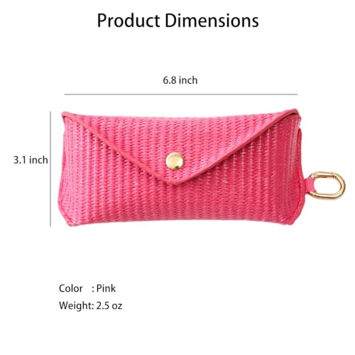 Image of kytasryl PU Straw Weave Glasses Case with Hook, Sunglasses Pouch